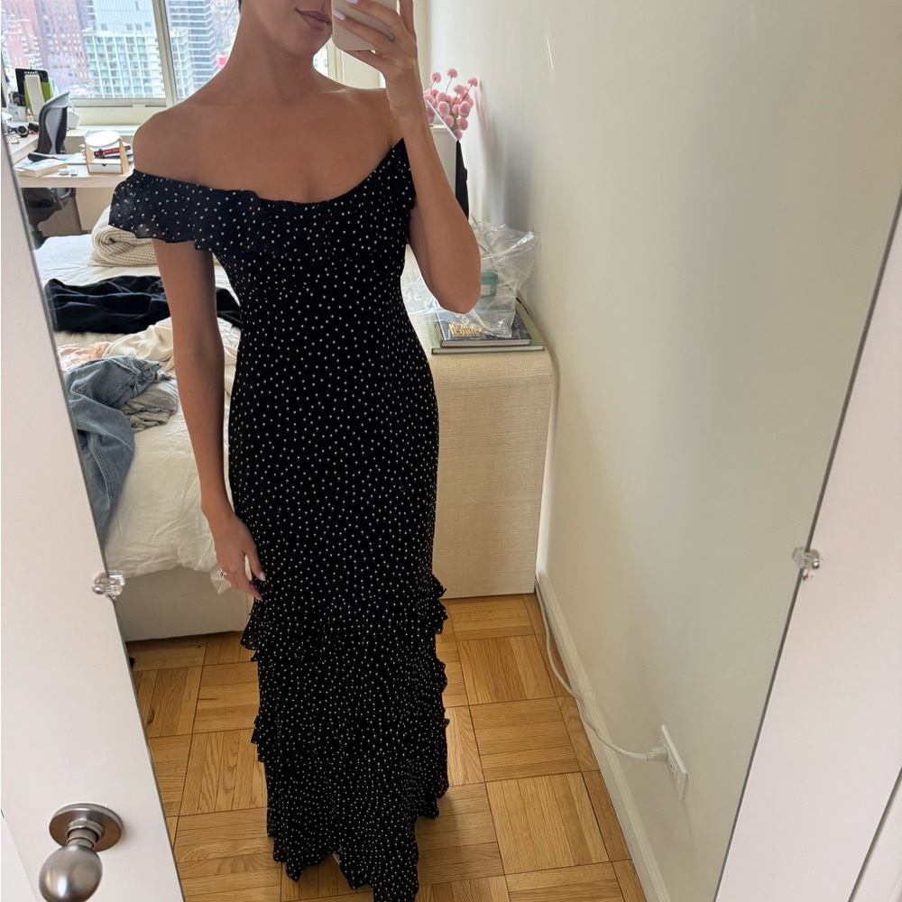 Reformation Tripoli polka dot chiffon maxi dress